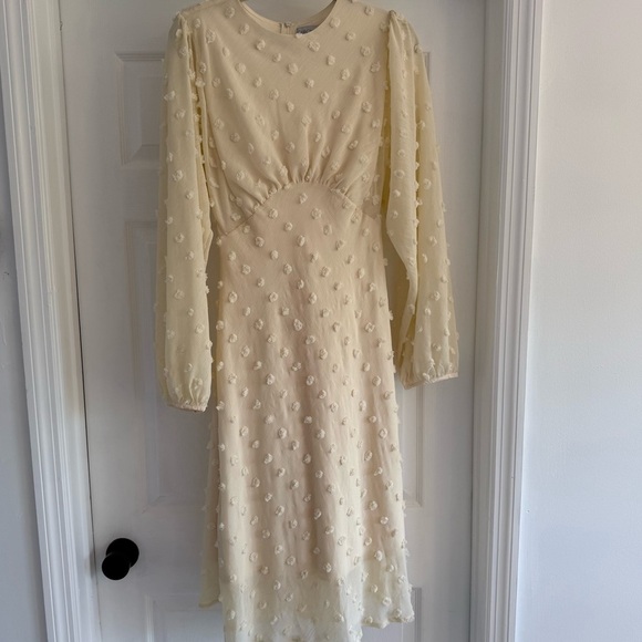 CHICWISH Blogger Favorite Cotton Candy Cream Sheer Long Sleeve Midi Dress S - Picture 9 of 14